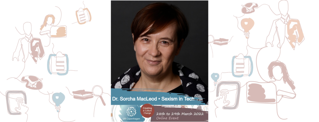 Dr. Sorcha MacLeod speaking at UX Copenhagen 2022