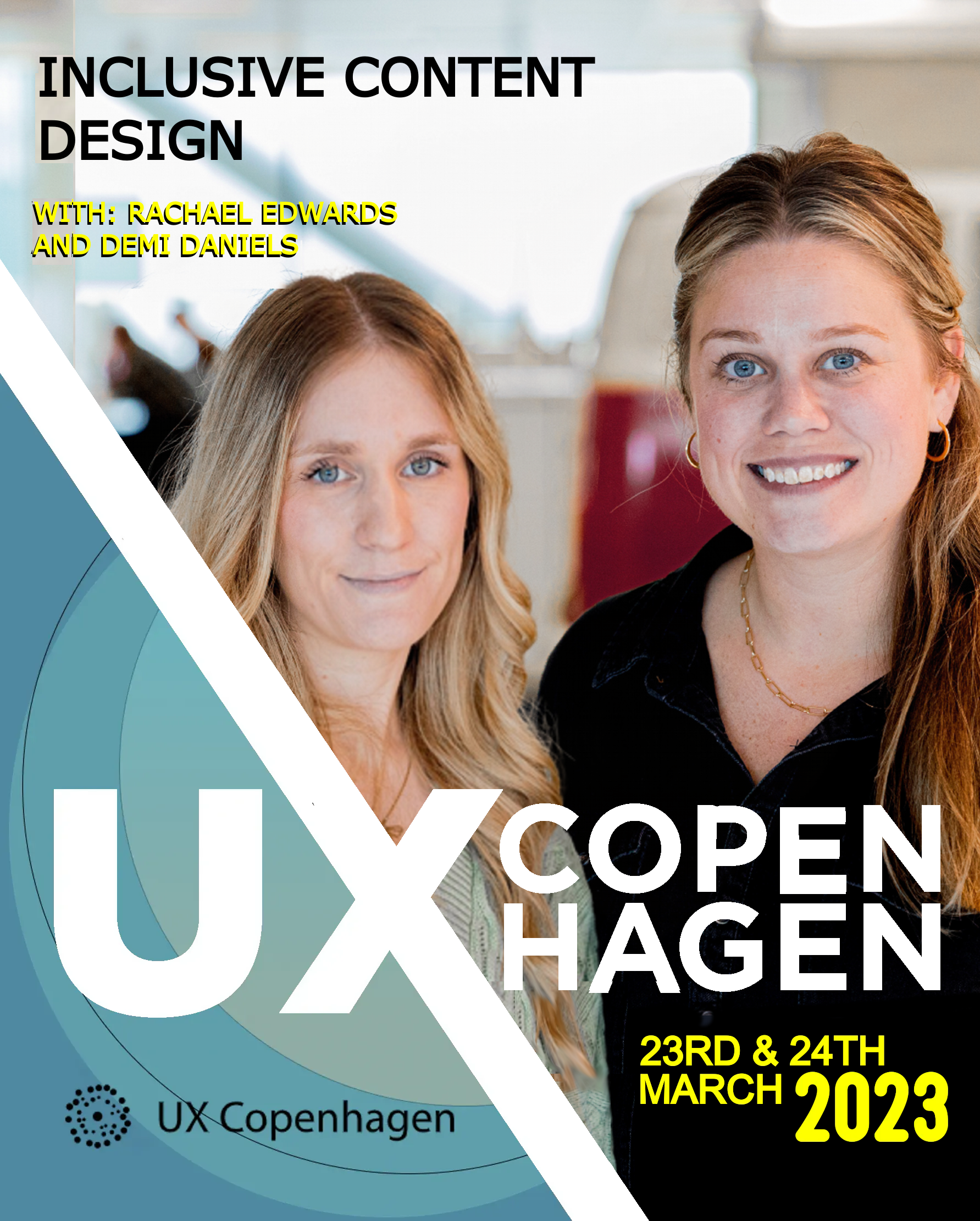 Rachael Edwards and Demi Daniels speaking at UX Copenhagen 2023